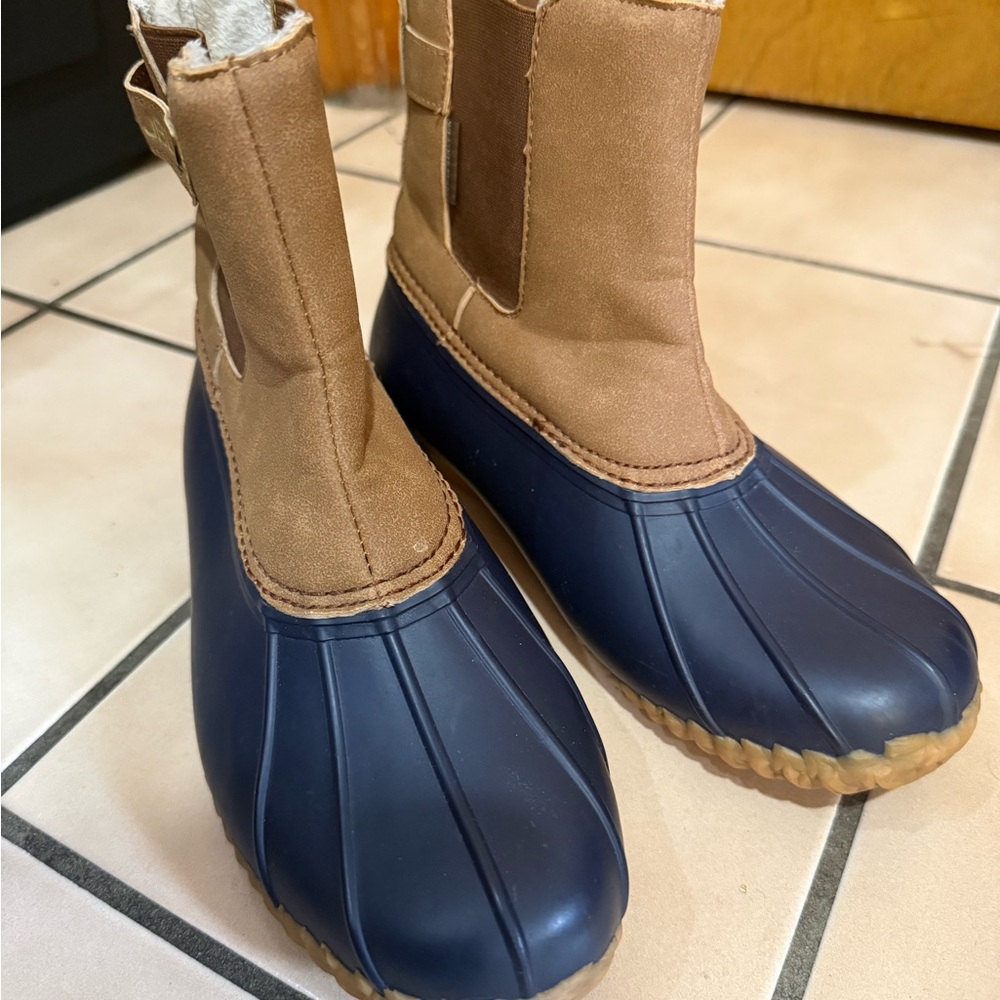Brown and Blue Boots